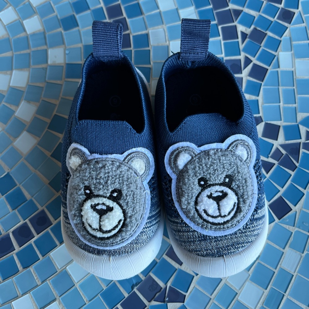 3/$18 Teddy bear slip on baby shoes